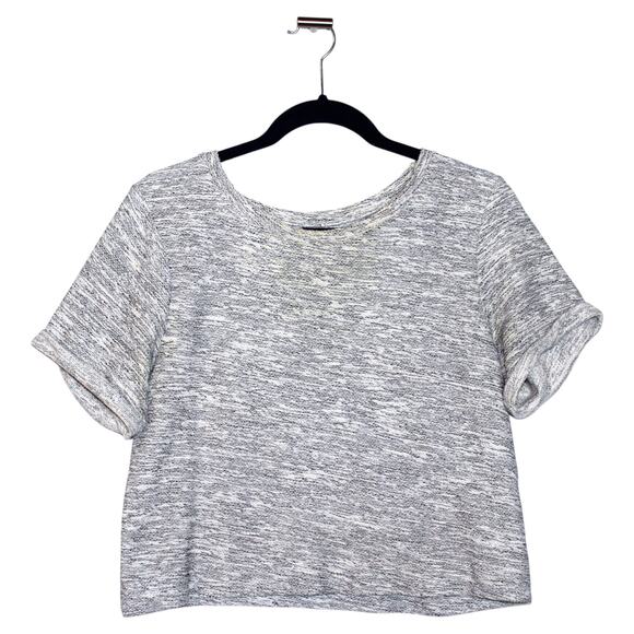 Heathered Grey Crop Top Short Sleeve Size Small - Picture 1 of 2